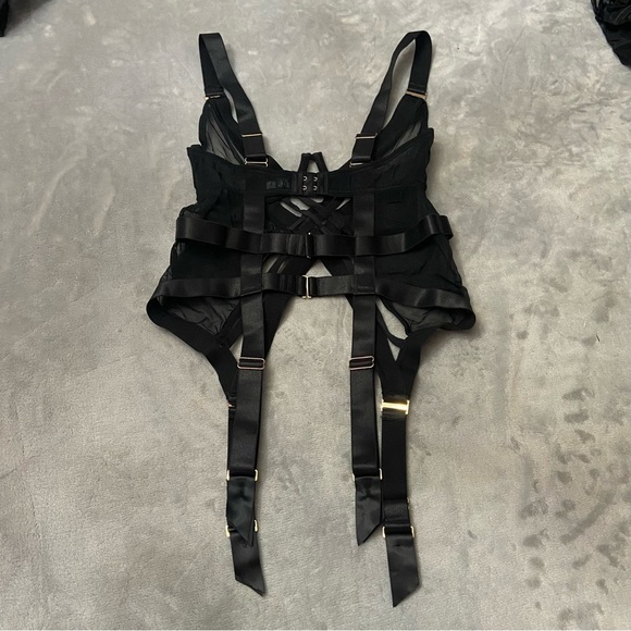 New! Bluebella Sawyer Strappy Basque Black Lingerie Garters 10866 - Picture 9 of 10